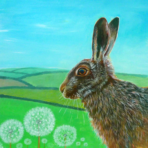 Summer Hare in a Dandelion Field